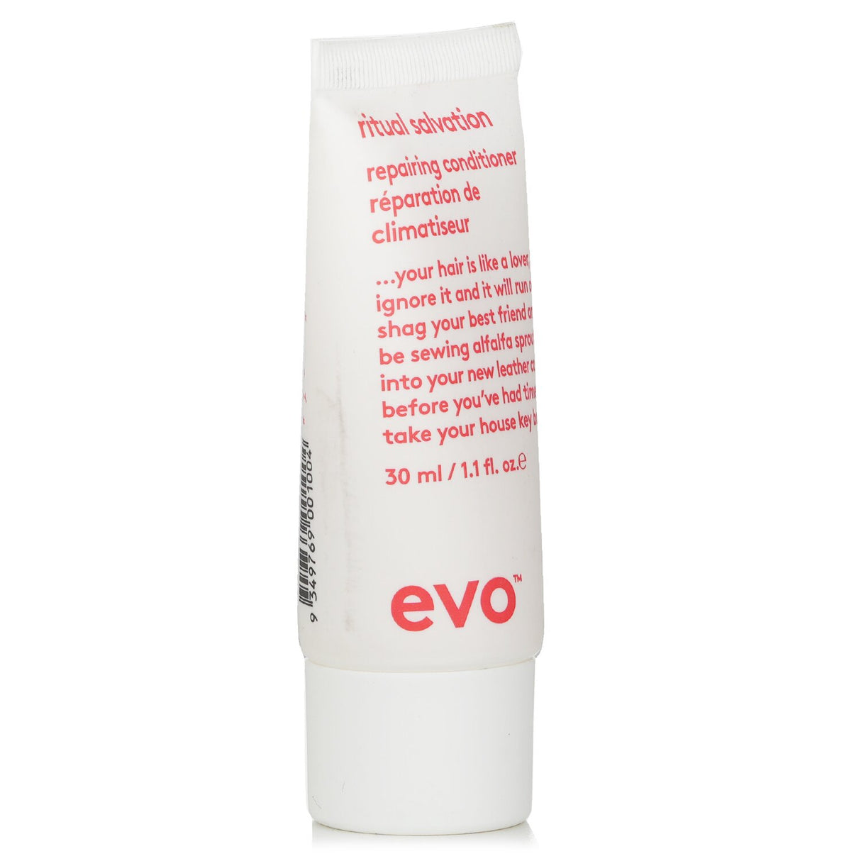 Evo - Ritual Salvation Repairing Conditioner in 30ml, revitalizes color-treated hair, restores moisture, and enhances shine.