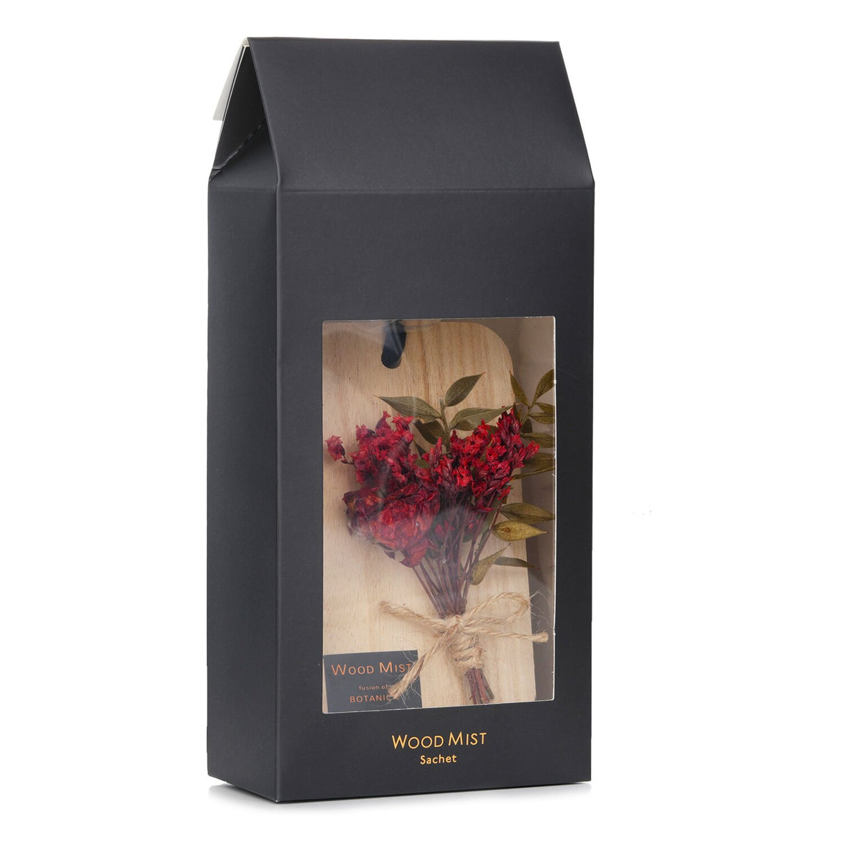 Sachet of Botanica Wood Mist in Rose scent, featuring top notes of White Rose for a calming atmosphere.