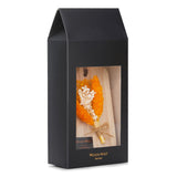 Scented sachet featuring Orange Cinnamon with notes of Mandarin, Jasmine, and Teakwood for a calming ambiance.