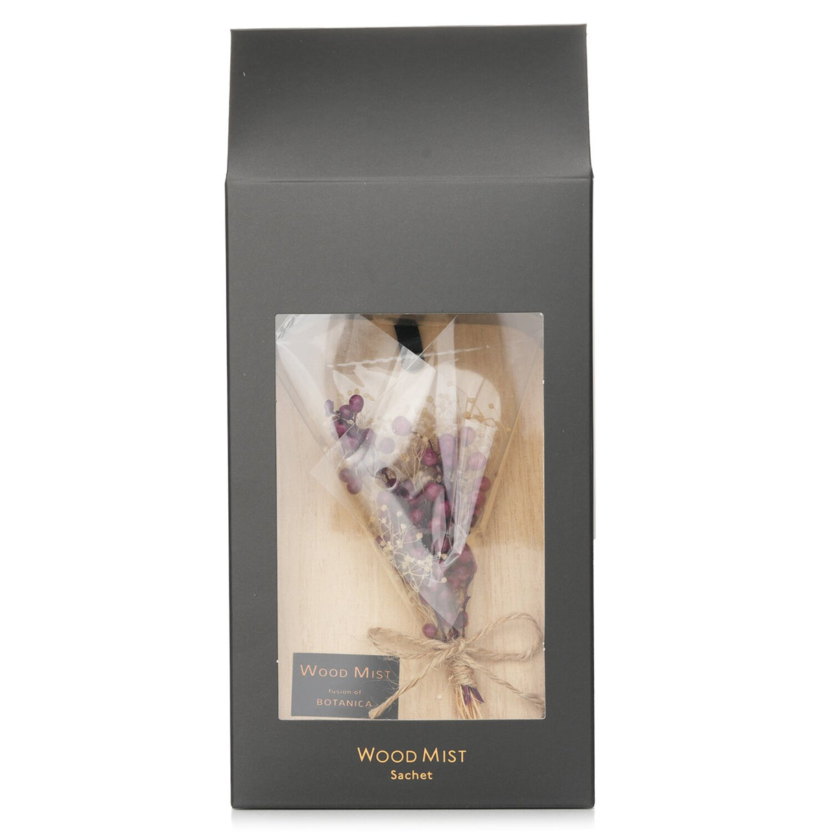 Luxurious Botanica Wood Mist Sachet in Red Berry, featuring calming scents of Mandarin, Peony, and Sandalwood for ambient freshness.