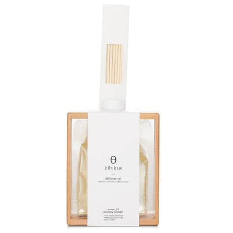 Elegant reed diffuser set with 270ml fragrance oil, a wooden stand, and soothing scents for a rejuvenating atmosphere.