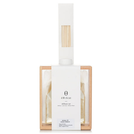 Elegant reed diffuser set with 270ml fragrance oil, wooden stand, and six reed sticks, infusing your home with captivating scents.