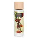 Botanica Wood Mist Reed Diffuser in Rose, 110ml, elegant transparent bottle with natural plants and wooden lid, eco-friendly fragrance.