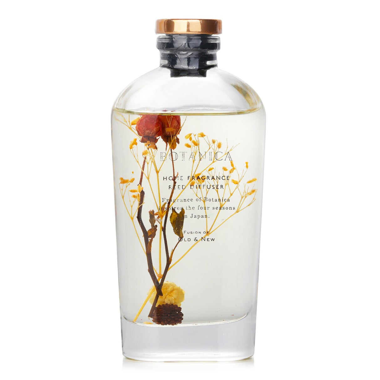 Rose-scented reed diffuser in a clear bottle, elegantly packaged, creates a calming home ambiance for 1.5 months.