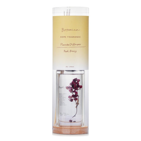 Home fragrance diffuser in red berry, featuring essential oils for a soothing scent; handcrafted, 145ml, stylish design.