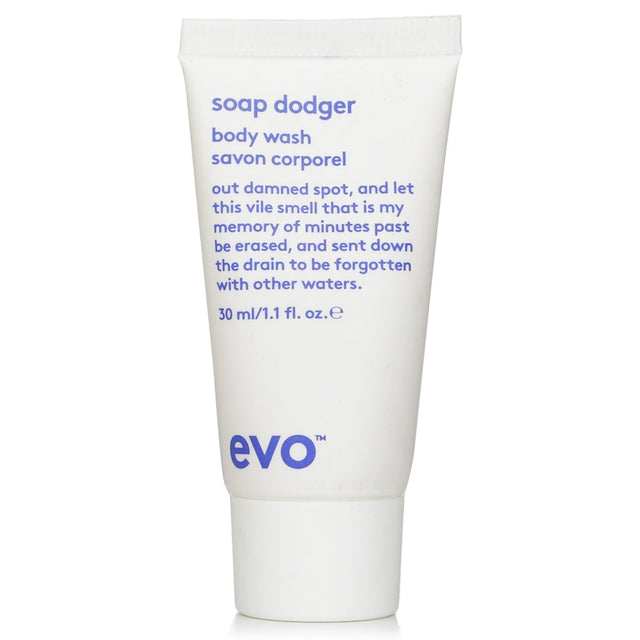 Evo Soap Dodger Body Wash 30ml - Vegan, cruelty-free formula for soft, scented skin, perfect for all skin types.