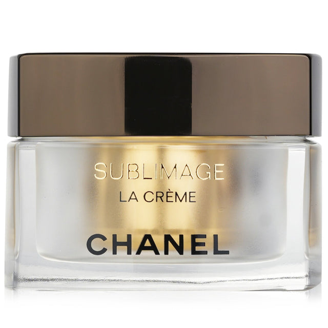Luxurious Chanel facial cream in an elegant jar, revitalizing dry skin with anti-aging benefits and hydrating formula.