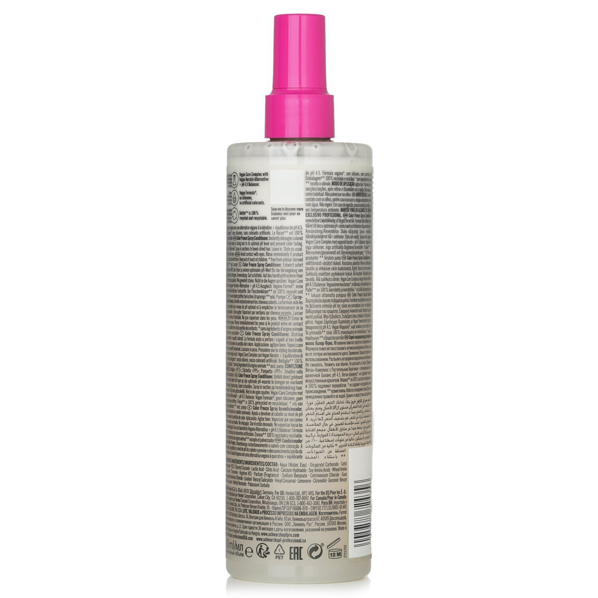 Schwarzkopf BC Bonacure pH 4.5 Color Freeze Spray Conditioner for vibrant, hydrated, and protected colored hair in a 400ml bottle.