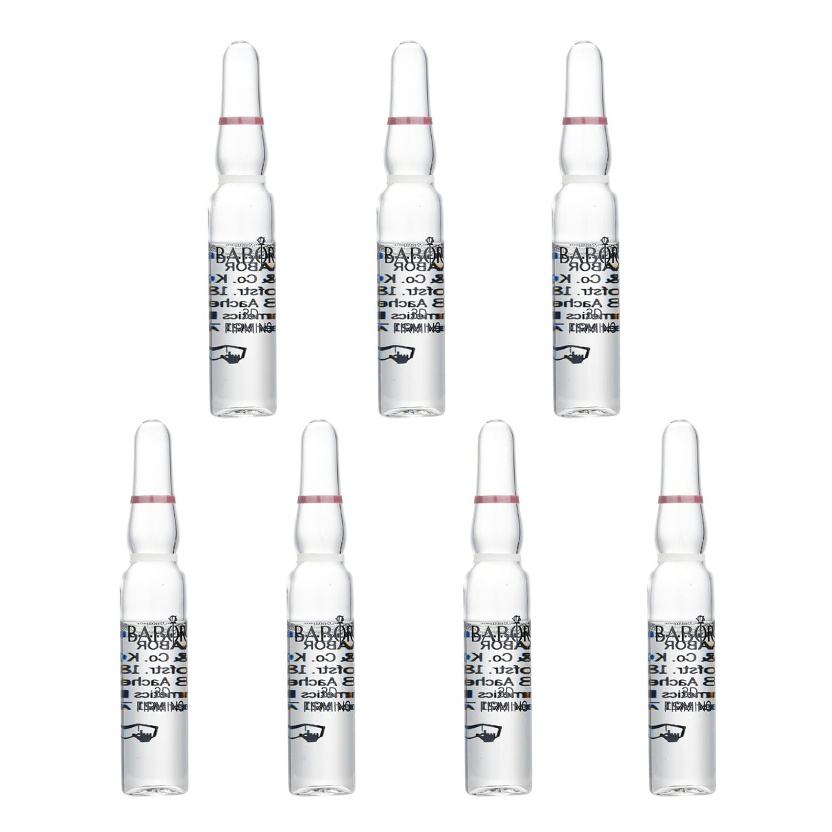 Babor 3D Firming Ampoule Concentrates for mature skin, featuring sea lettuce extract and tetrapeptide for enhanced elasticity.