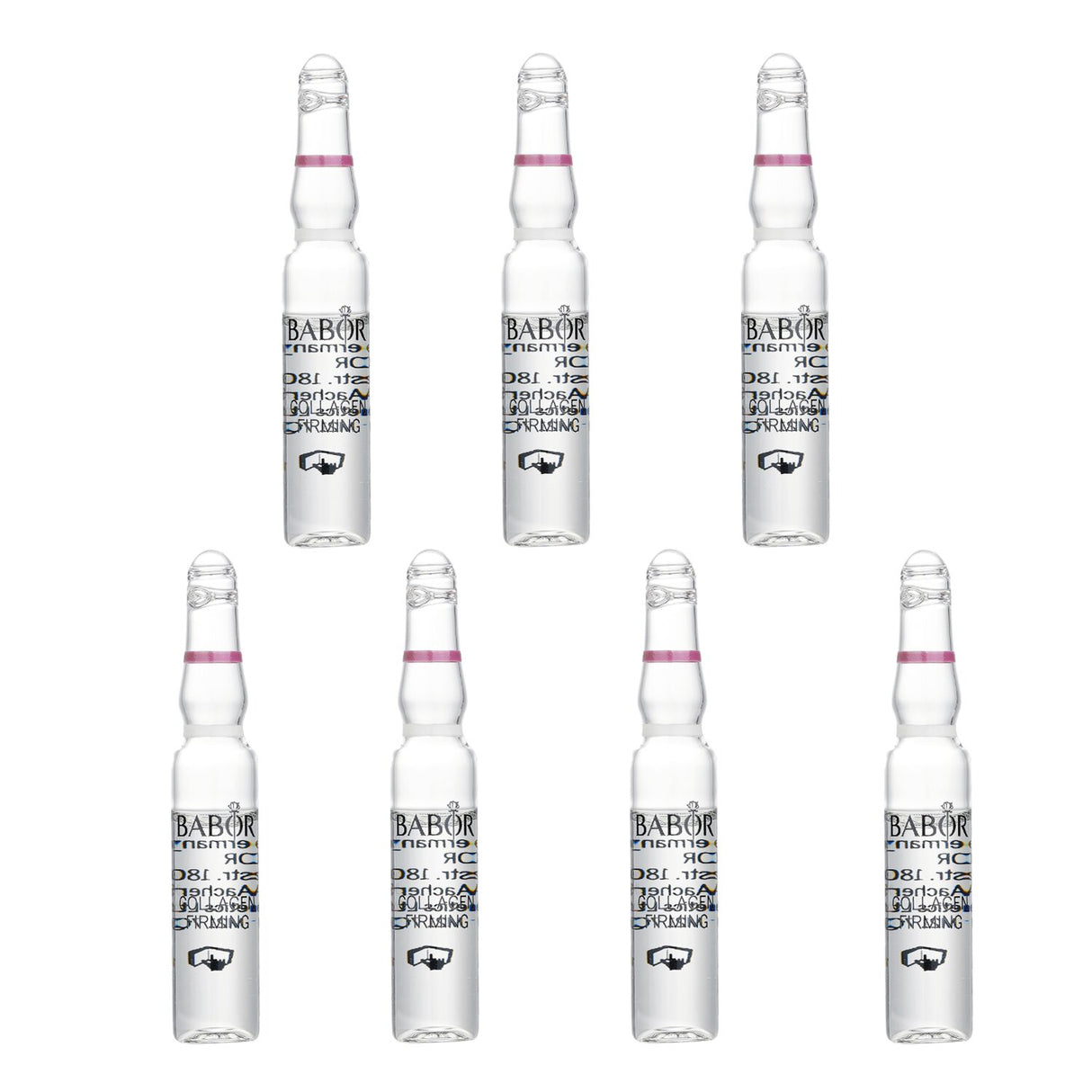 Firming ampoule serum for mature skin, enriched with peptides and plant extracts for improved elasticity and reduced wrinkles.