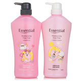 Essential x Kanahei Limited Pack featuring 700ml shampoo and conditioner for frizz-free, radiant haircare, with playful characters.