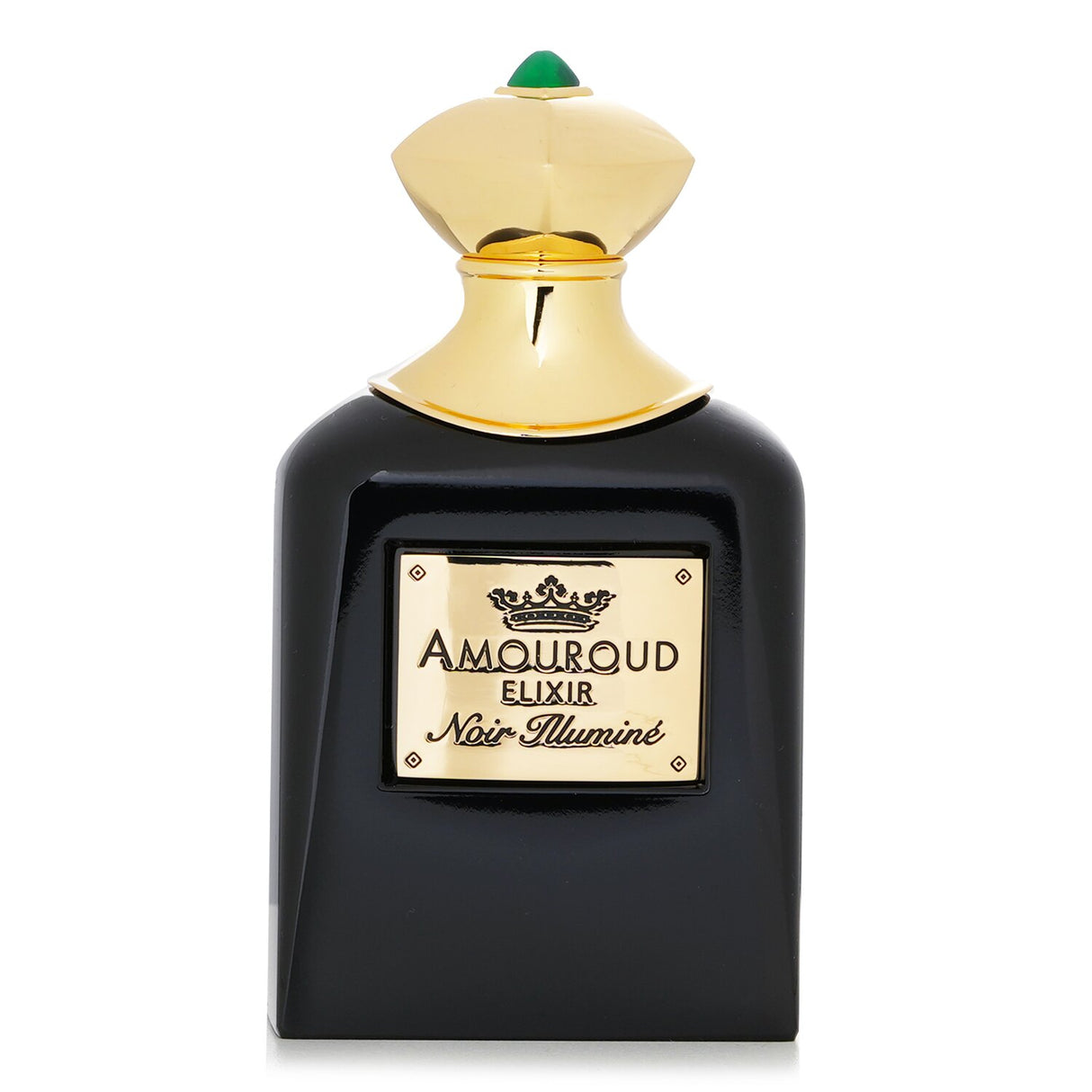 Luxurious Amouroud Elixir Noir Illumine perfume in a 75ml spray, featuring rich woody and spicy notes for unisex allure.