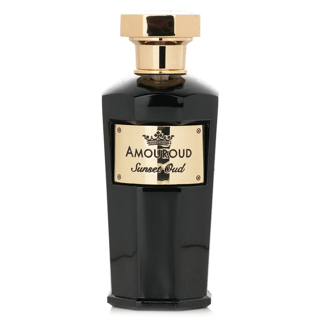 Bottle of Amouroud Sunset Oud Eau De Parfum (100ml), featuring zesty and woody notes, perfect for day wear.