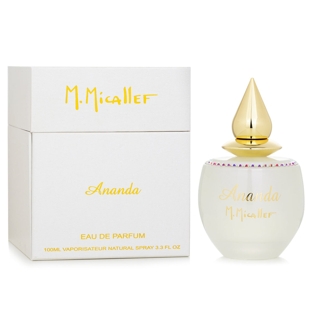 M. Micallef Ananda Eau De Parfum is a 100ml floral fragrance for women with notes of pear, violet, and vanilla.