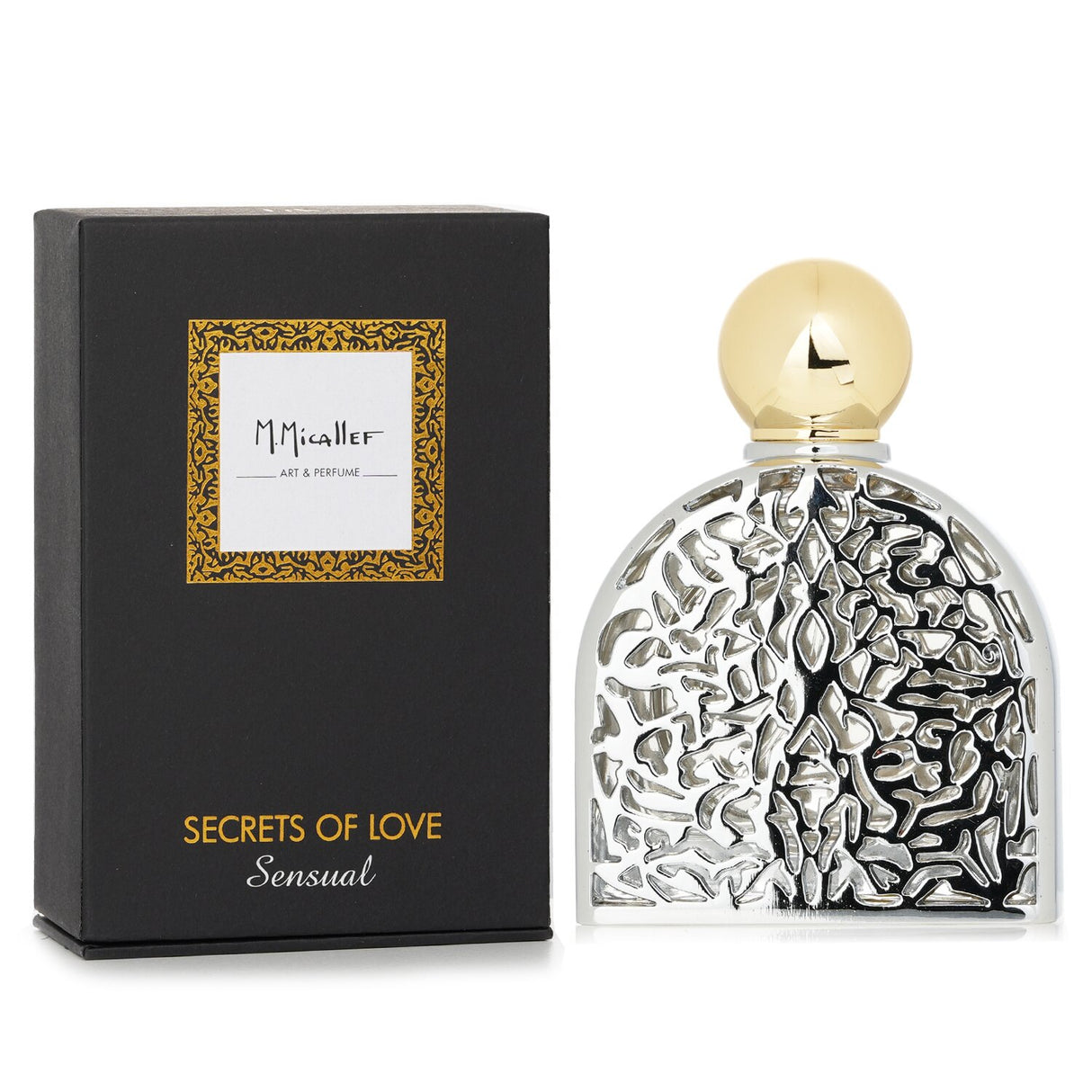 M. Micallef Secrets of Love Sensual Eau De Parfum in a jewel-like bottle, featuring floral and fruity notes, ideal for all occasions.