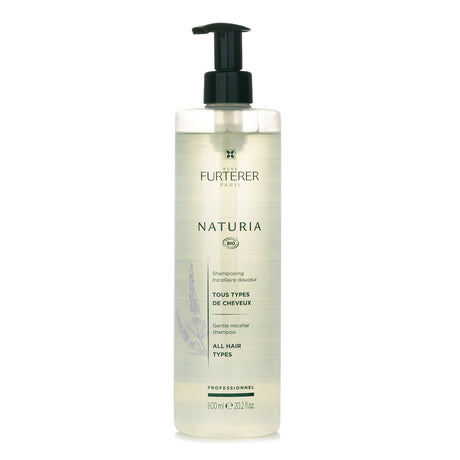 Rene Furterer Naturia Gentle Micellar Shampoo in eco-tube, organic cleanser for all hair types with lavender and castor oil.