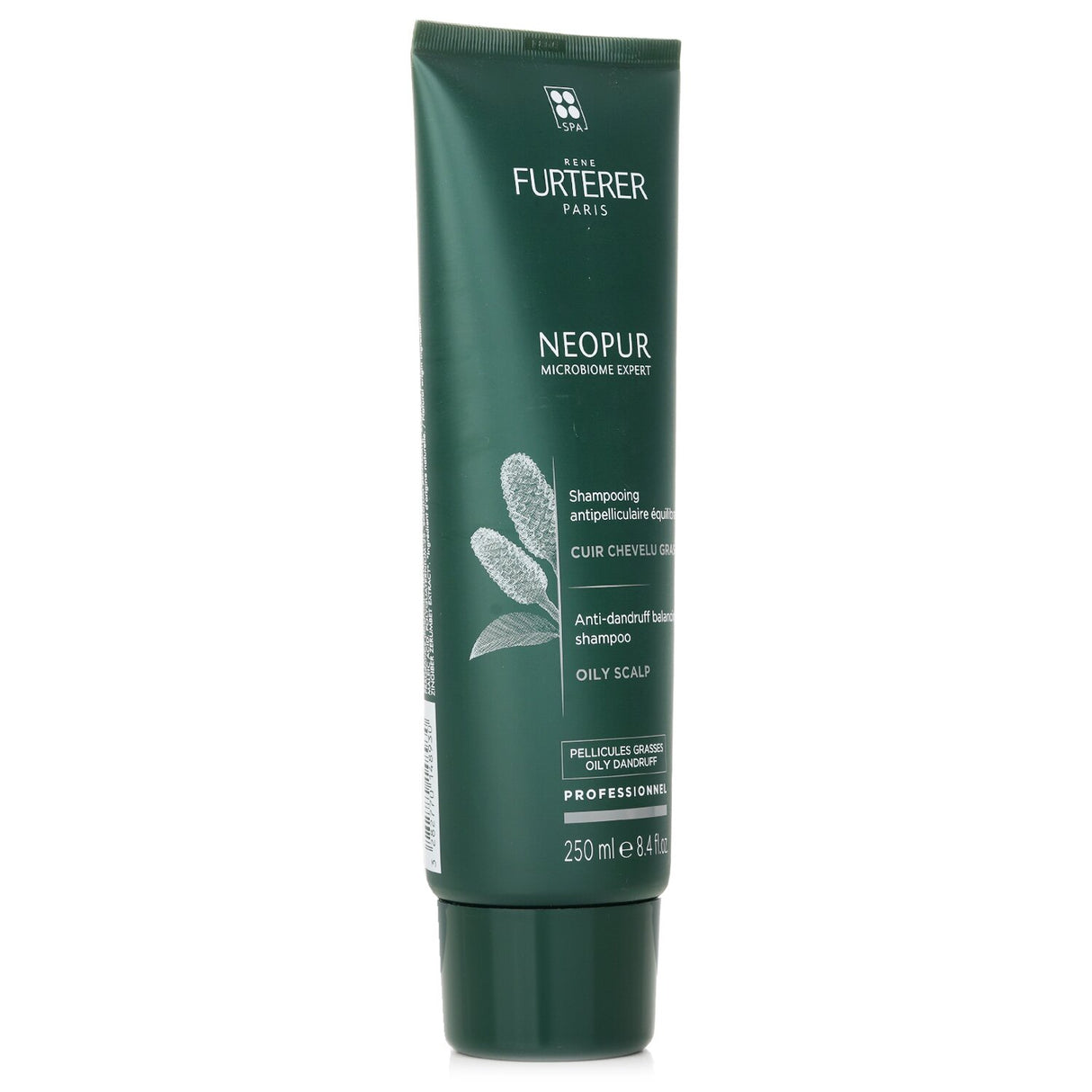 Rene Furterer Anti-Dandruff Balancing Shampoo, 250ml, combats dandruff, controls oil, and nourishes scalp with 85% natural ingredients.