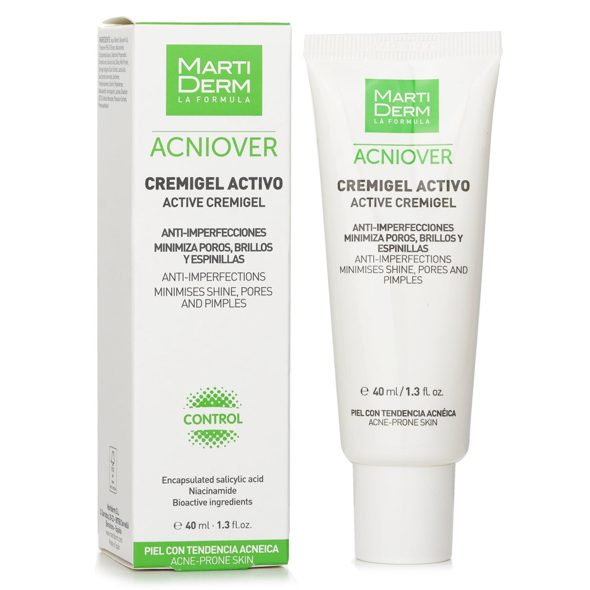 Lightweight acne cream-gel with salicylic acid and niacinamide, hydrates, mattifies, and controls oil for clear skin.