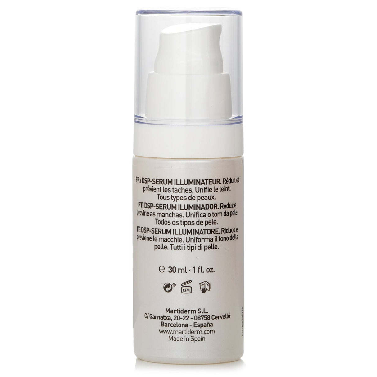 Martiderm Pigment Zero DSP-Brightening Serum in 30ml, promotes radiant skin by reducing dark spots and evening skin tone.