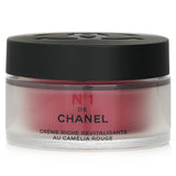 Chanel N°1 Red Camellia Rich Revitalizing Cream in a 50g jar, offering luxurious, nourishing skincare for all skin types.