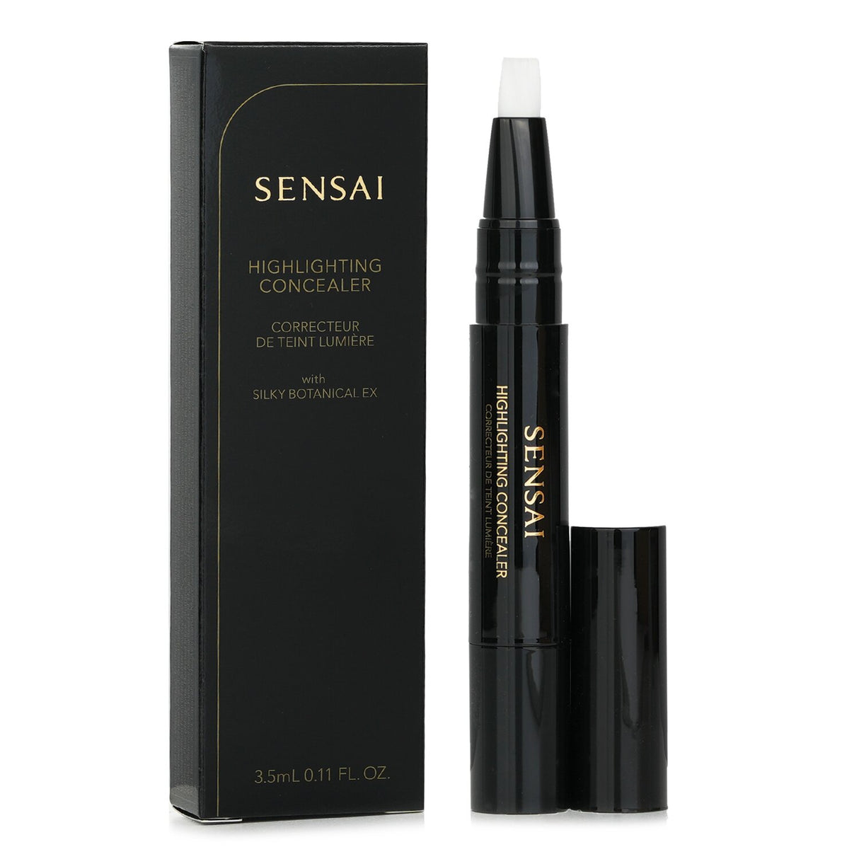 Kanebo Sensai Highlighting Concealer HC02 Luminous Sand, lightweight texture, hydrates, brightens, and perfects skin with precise applicator.