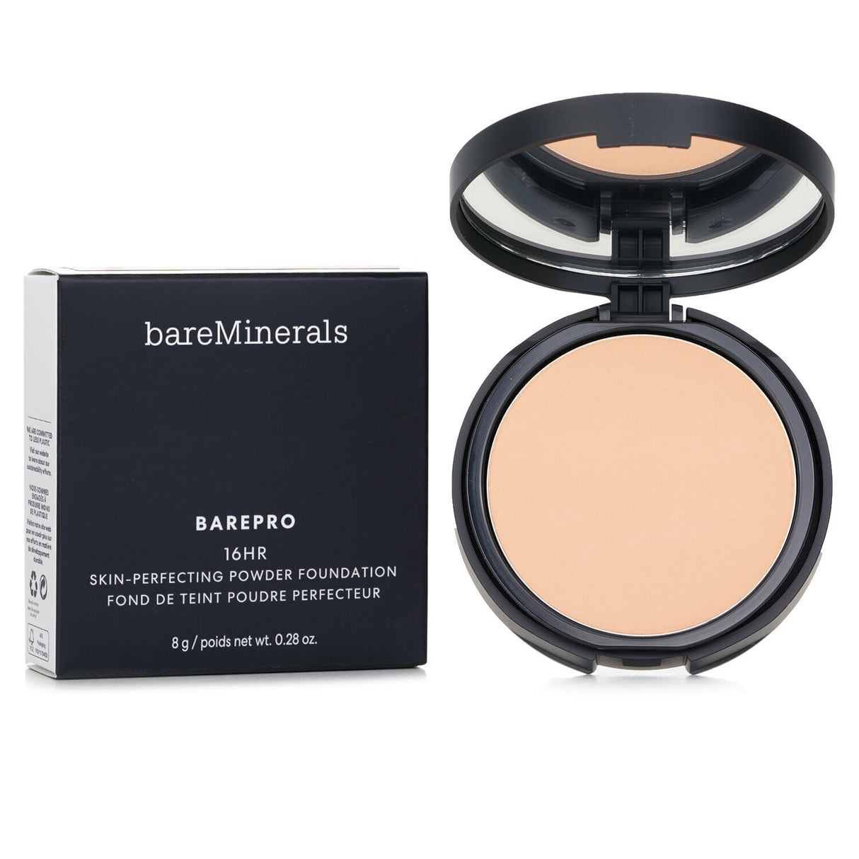 BareMinerals Barepro 16HR Powder Foundation in #15 Fair Cool offers breathable, full coverage with a natural matte finish.