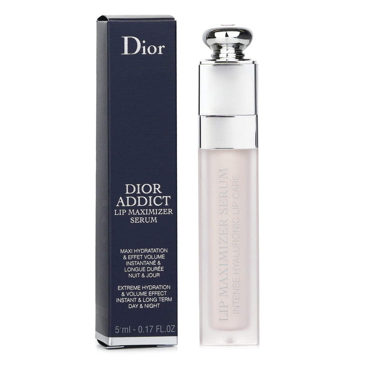 Christian Dior Addict Lip Maximizer Serum in #000 Universal Clear, a hydrating and plumping lip treatment in a sleek 5ml tube.