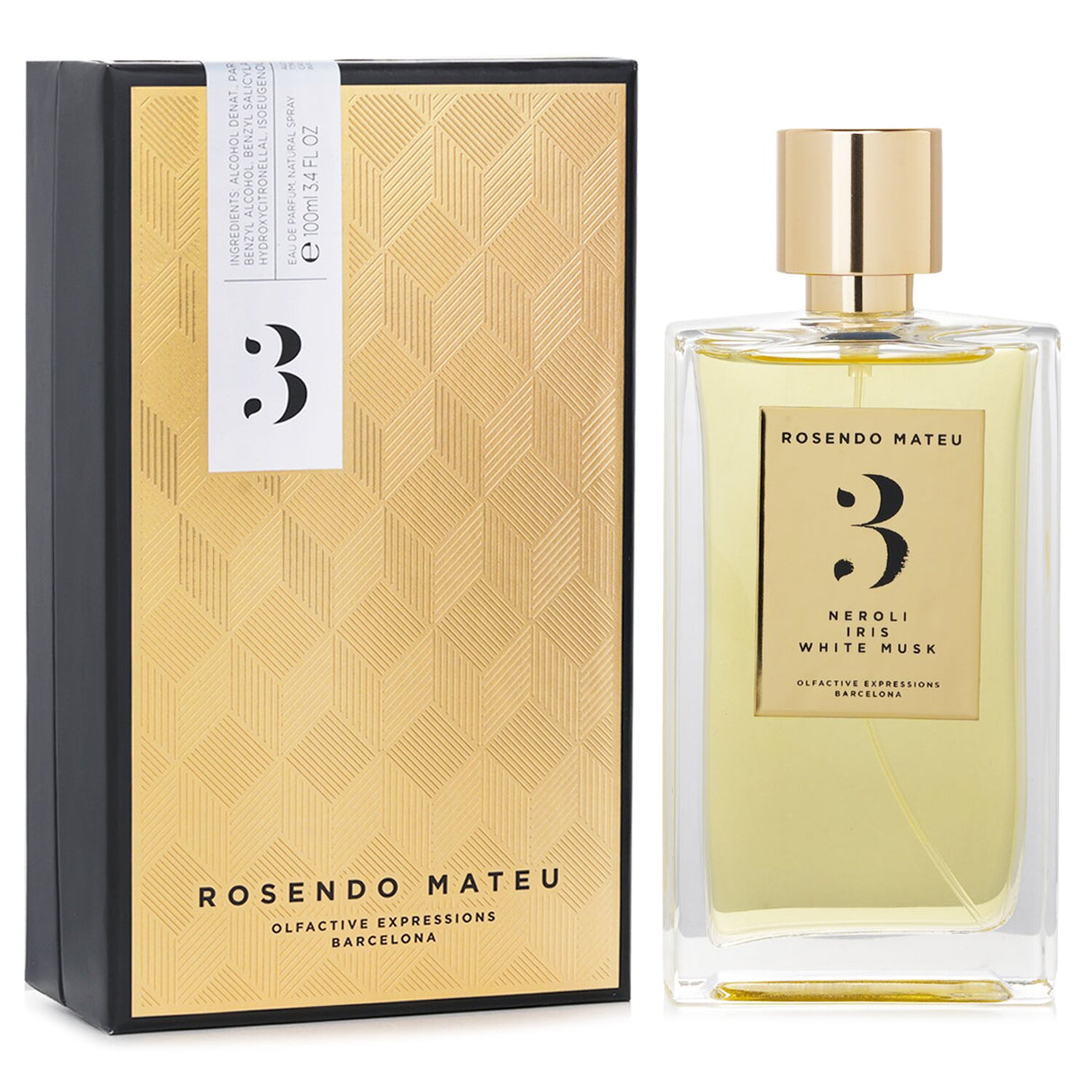 Rosendo Mateu Eau De Parfum Spray #3 features neroli, iris, and white musk in a 100ml bottle, perfect for all occasions.