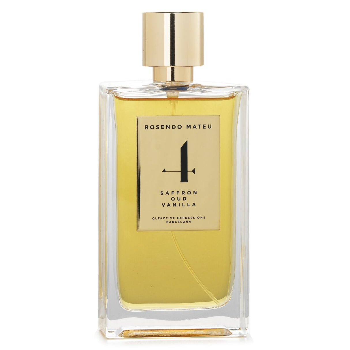 Luxurious eau de parfum blending saffron, oud, and vanilla; ideal for colder seasons, unisex scent in original packaging.