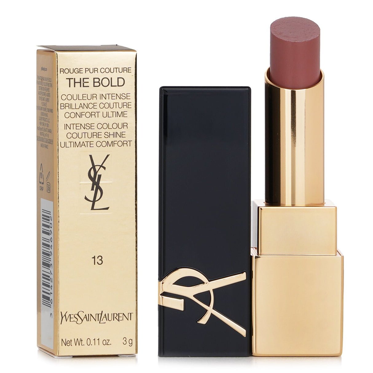 Yves Saint Laurent Rouge Pur Couture #13 Nude Era is a luxurious nude lipstick that offers bold color and couture shine.