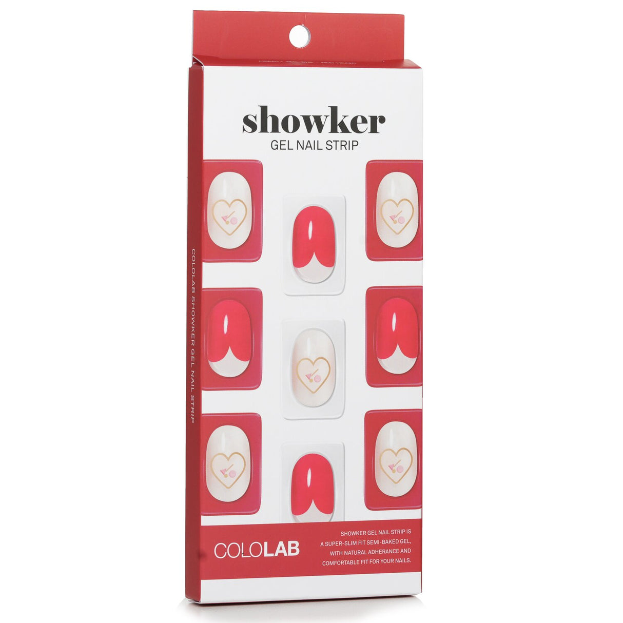 Cololab Showker Gel Nail Strip # CSA511 in Red Heart, easy-to-apply, waterproof, and long-lasting nail art solution.