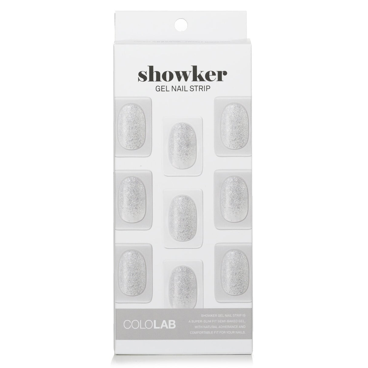 Cololab Showker Gel Nail Strip CNG803 in Twinkle Moonlight design for elegant, long-lasting, and easy nail artistry without drying time.