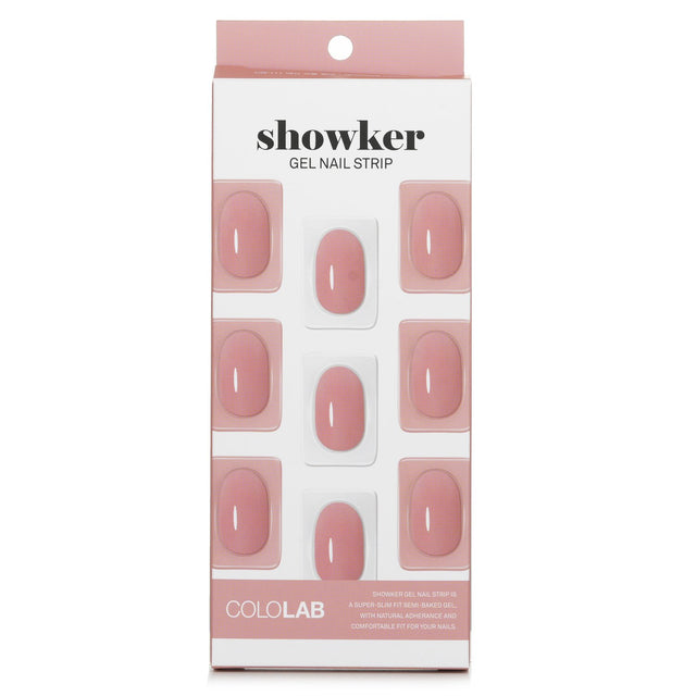 Cololab Showker Gel Nail Strip # CSF111 in Goddess Coral Pink, vibrant, easy-to-apply, waterproof, and non-toxic for salon-quality nails at home.