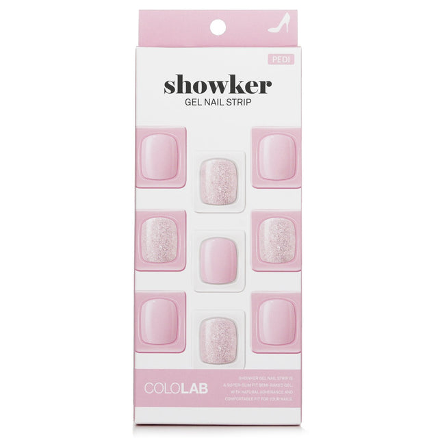 Cololab Showker Gel Nail Strip #CPG107 in Romantic Tutu design offers easy, lasting, salon-quality manicures at home.