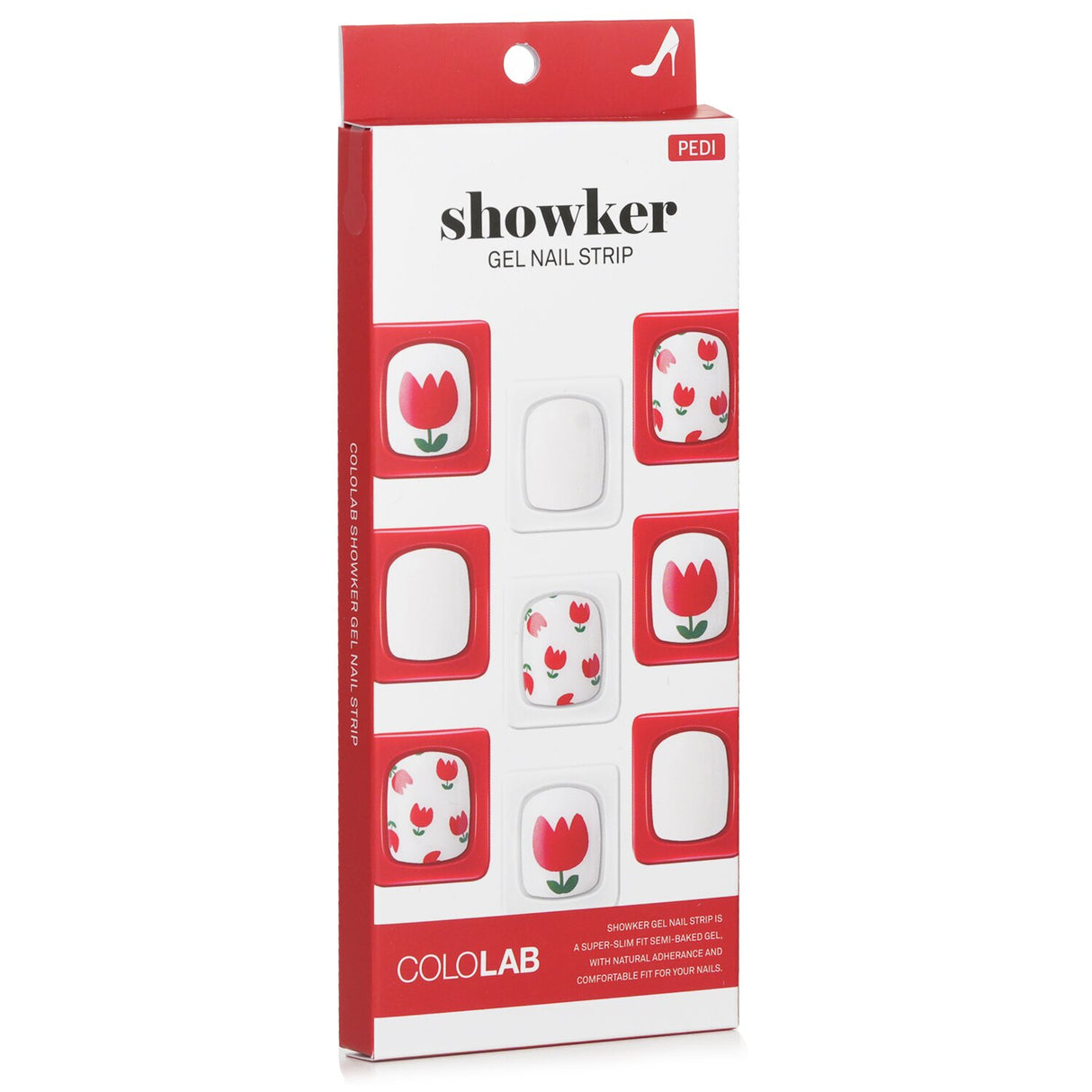 Cololab Showker Gel Nail Strip #CPA801 features a vibrant Tulip Festival design for easy, salon-quality nail art at home.