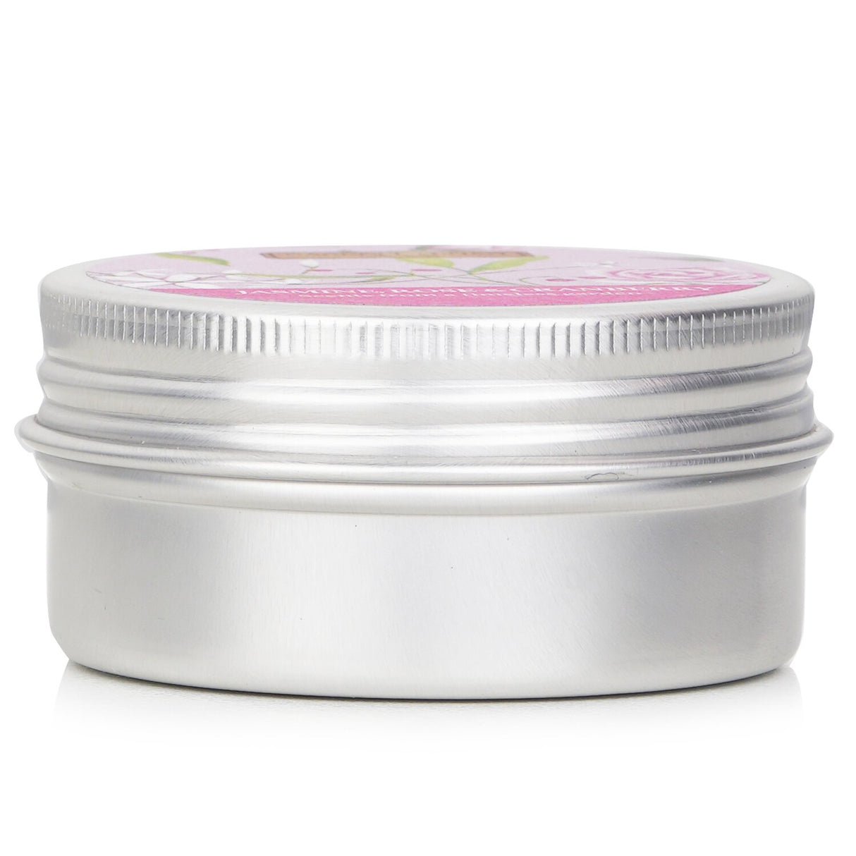 Beeswax mini tin candle infused with Jasmine, Rose & Cranberry; features a wooden wick and eco-friendly packaging.