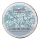 100% beeswax mini tin candle with Arabian Jasmine and white musk, featuring a wooden wick for a clean burn, eco-friendly packaging.