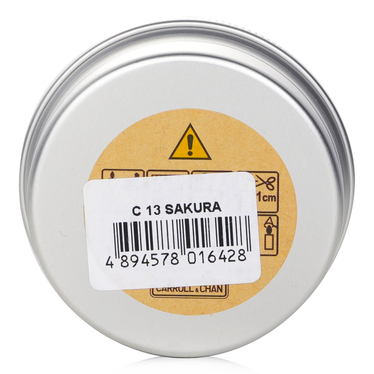 100% beeswax mini tin candle in #Sakura, featuring a wooden wick and cherry blossom scent, eco-friendly and hand-poured in HK.