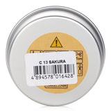100% beeswax mini tin candle in #Sakura, featuring a wooden wick and cherry blossom scent, eco-friendly and hand-poured in HK.