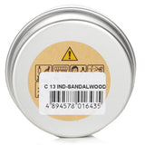 100% beeswax mini tin candle in Indian Sandalwood with wooden wick, burns for 5 hours, eco-friendly and handmade.