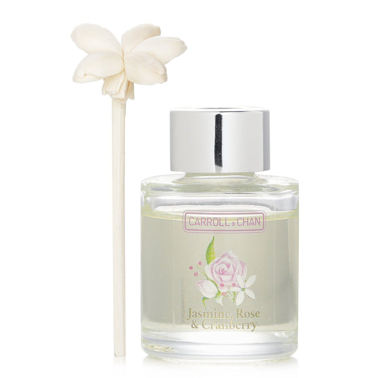 Mini diffuser with jasmine, rose, and cranberry scent, perfect for small spaces, lasts up to 3 weeks in a no-plastic box.