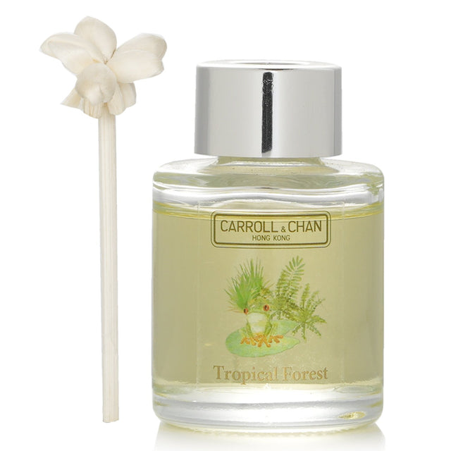 Mini diffuser with sea moss, coastal redwoods, and vetiver; ideal for small spaces, lasting up to 3 weeks with natural reeds.