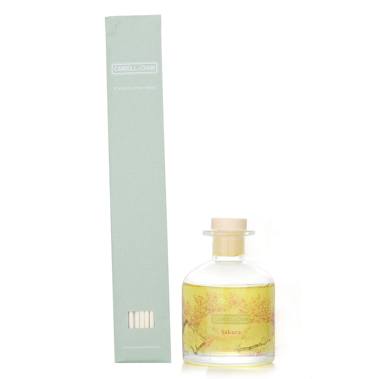 Carroll & Chan Reed Diffuser - Sakura, 200ml, captures cherry blossom scent for 3-4 months; elegant home fragrance.