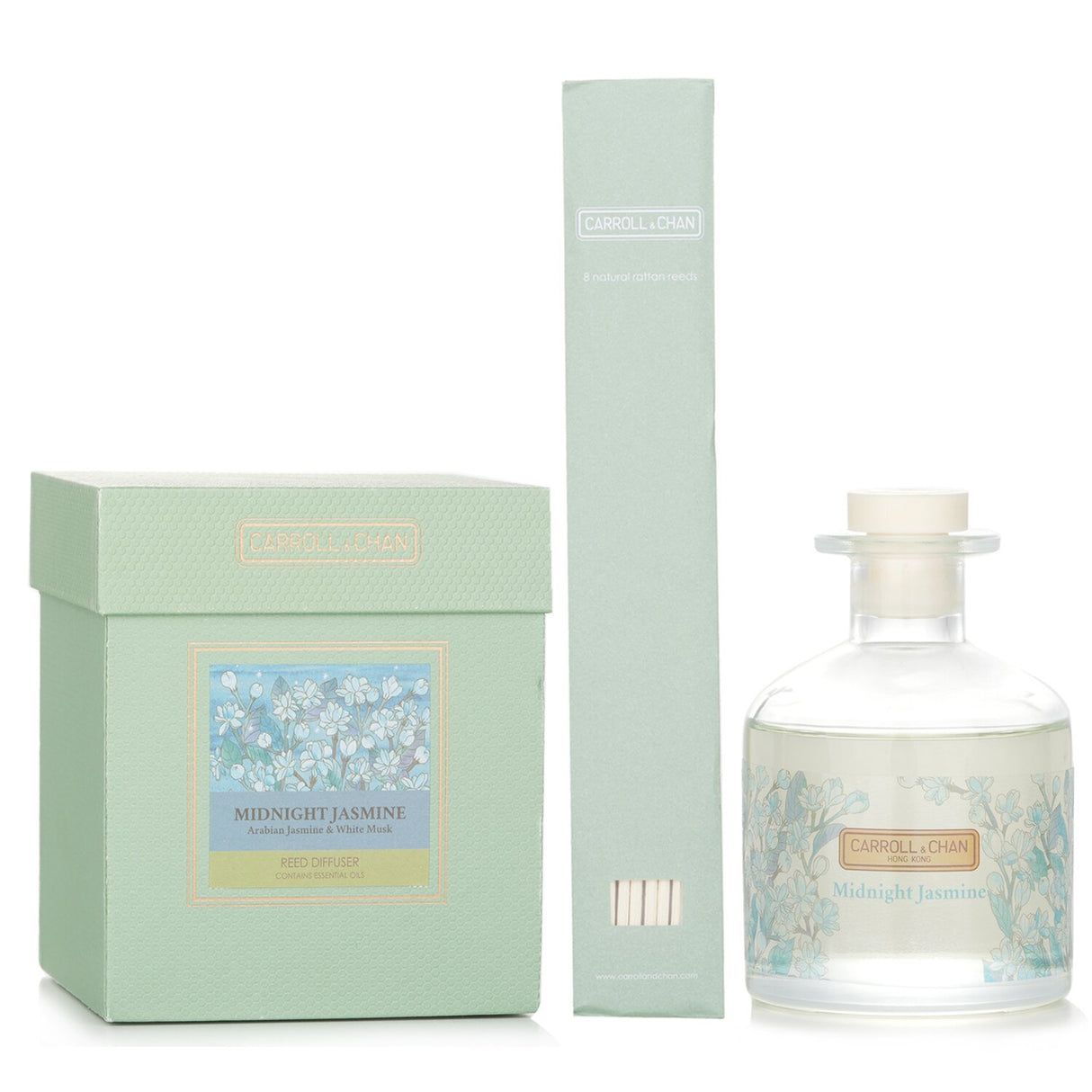 Luxurious 200ml reed diffuser featuring Arabian Jasmine and white musk for a soothing, long-lasting home fragrance.
