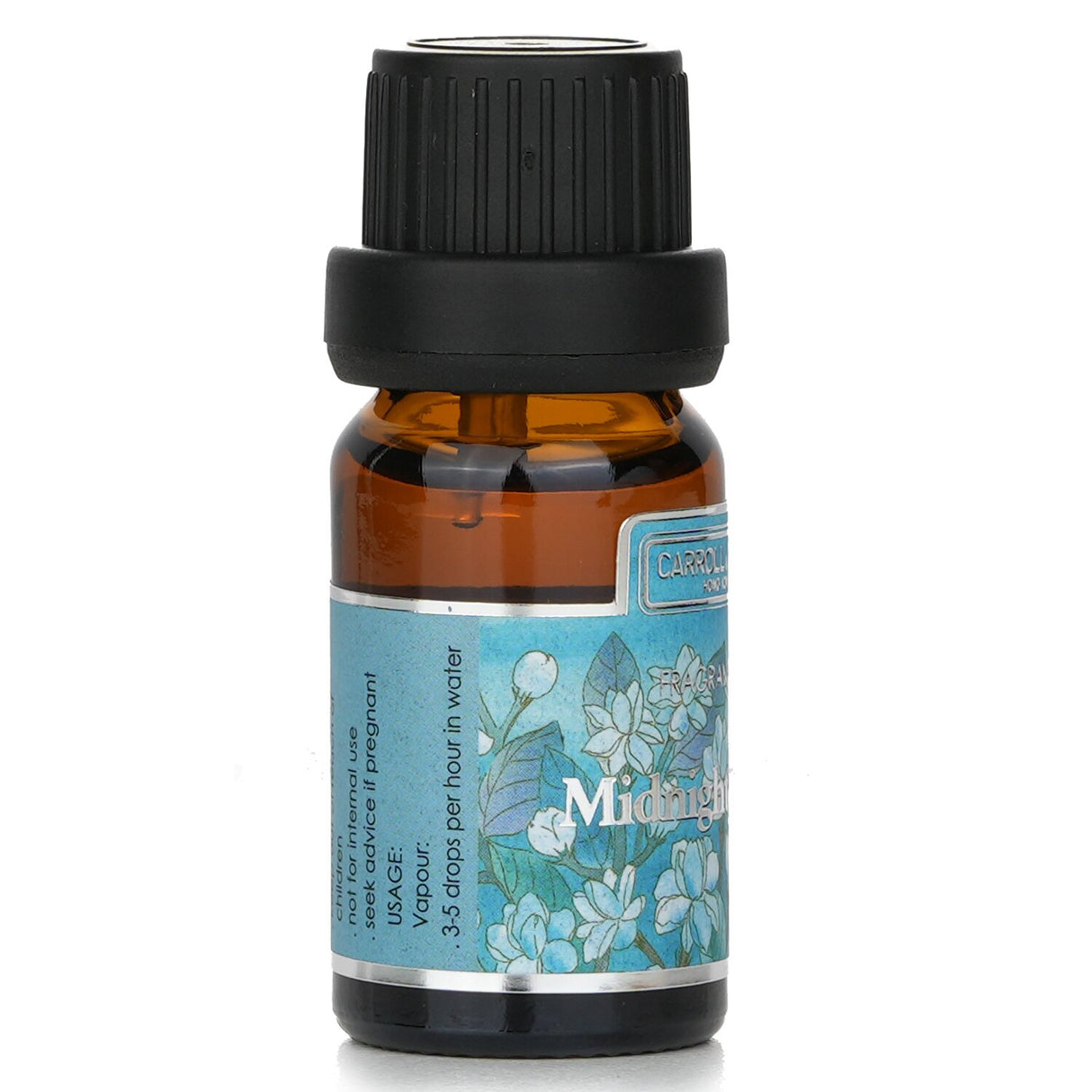 10ml bottle of Carroll & Chan's Midnight Jasmine Fragrance Oil, featuring floral jasmine, earthy musk, and cedarwood scents.