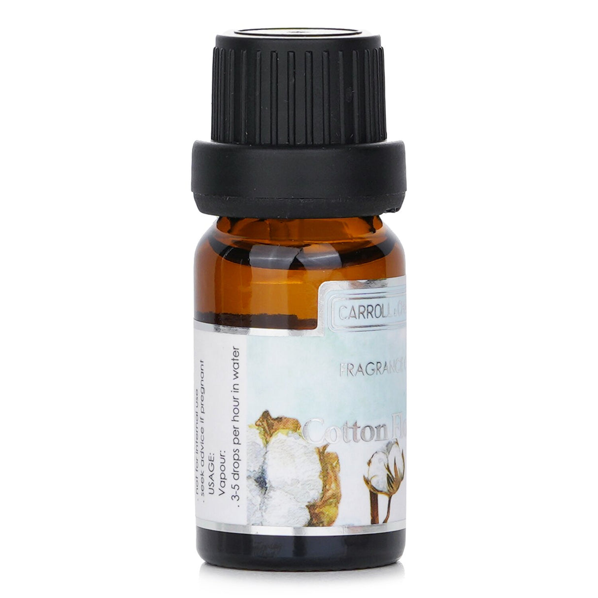 Luxurious 10ml Cotton Flower fragrance oil, evoking fresh linen with citrus, lilies, and musk for a tranquil ambiance.