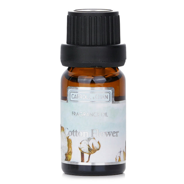 Carroll & Chan's 10ml Cotton Flower Fragrance Oil, encapsulating fresh linen, citrus, lilies, and musk for soothing ambiance.