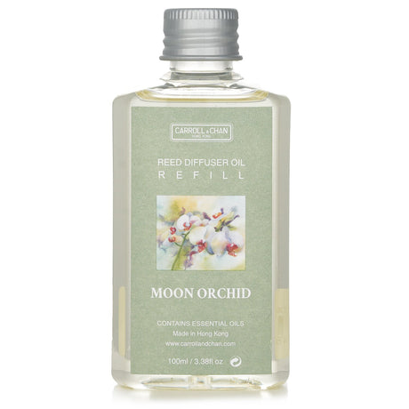 Reed diffuser refill in Moon Orchid scent, 100ml, offers a luxurious, floral aroma for enhancing home ambiance.