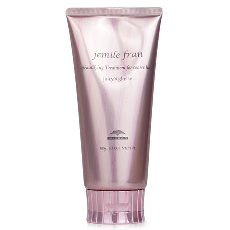 Luxurious Milbon Jemile Fran hair treatment for coarse hair, infused with hyaluronic acid and keratin for hydration and shine.