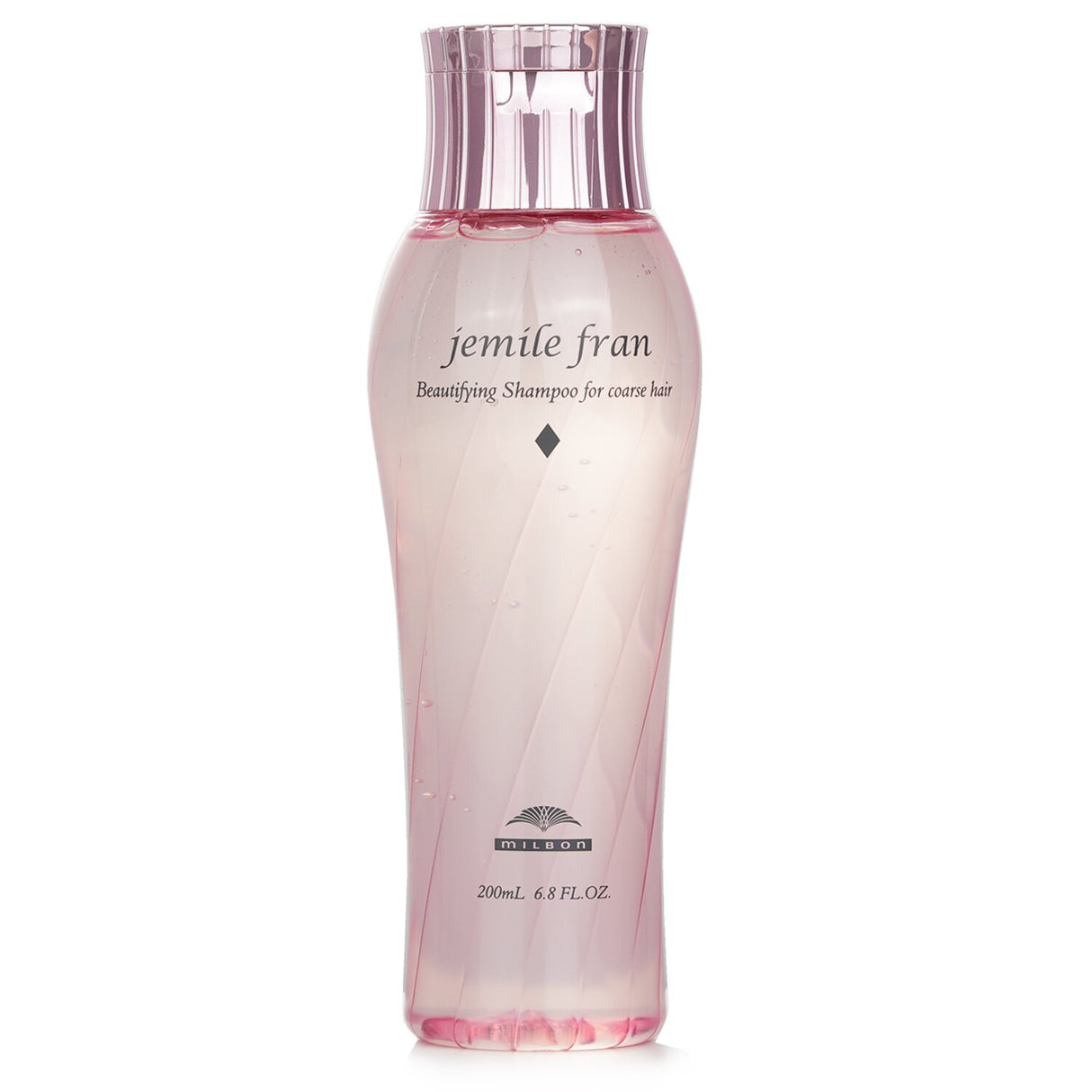 Milbon Jemile Fran Beautifying Shampoo for coarse hair, 200ml, nourishes and smooths with a fruity peony scent.